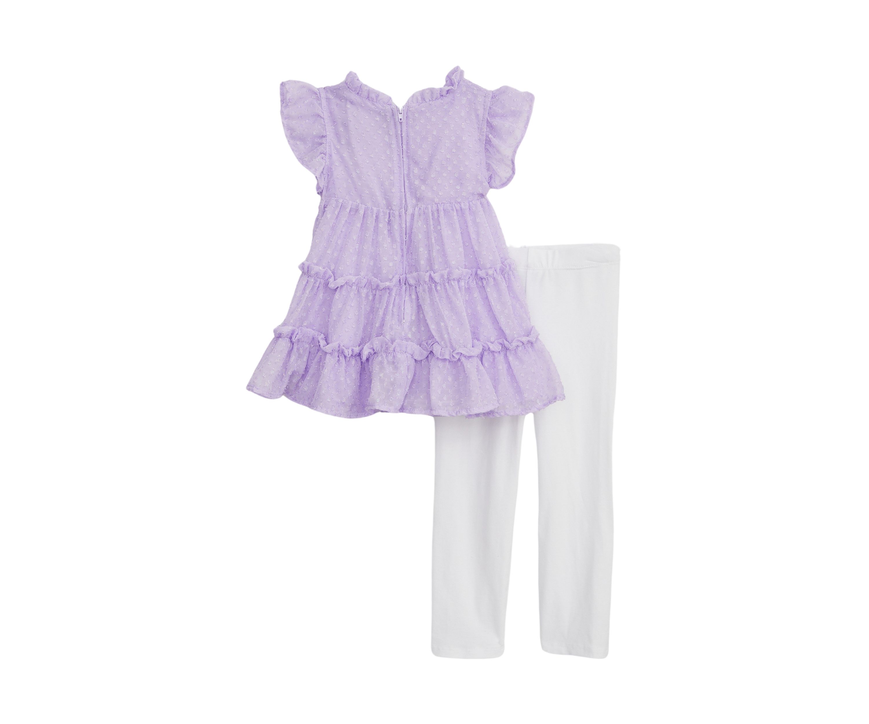 Toddler Girls Ruffle Clipdot Top and Leggings Set