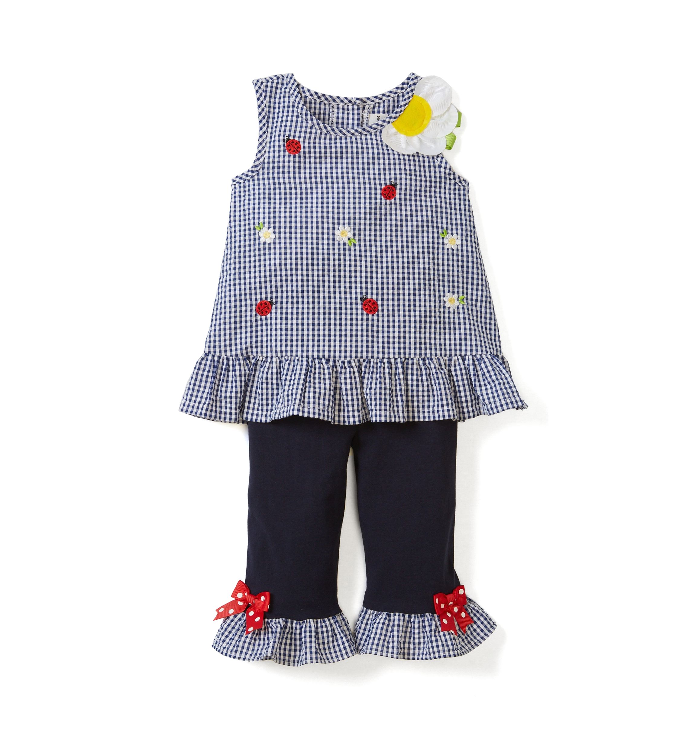 Toddler Girls Seersucker Ladybug Capri Set