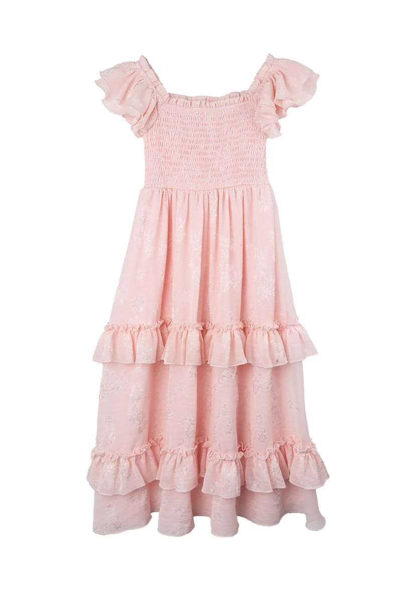 Toddler Girls Floral Printed Shirred Dress