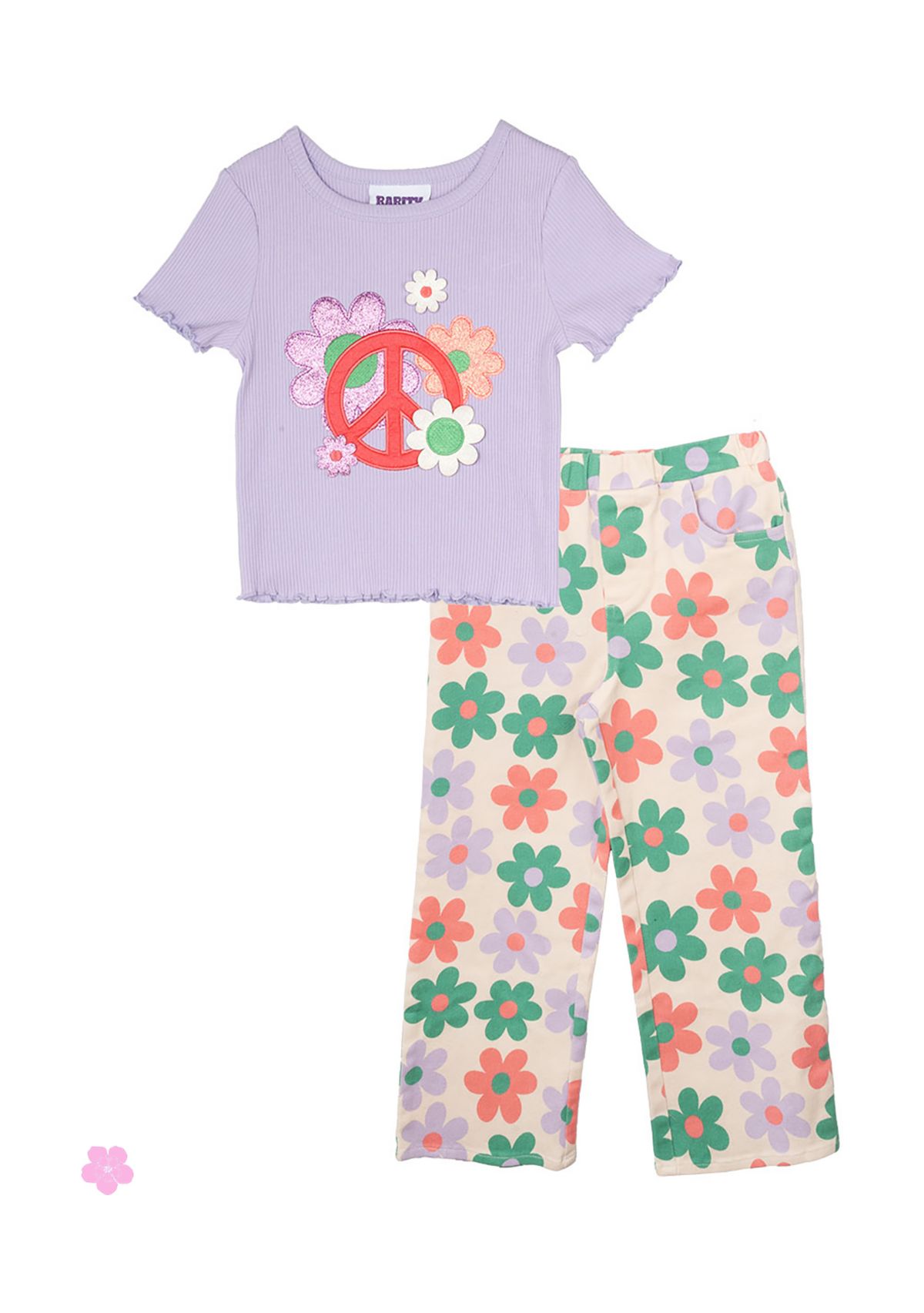 Toddler Girls Peace T-Shirt and Printed Twill Pants Set