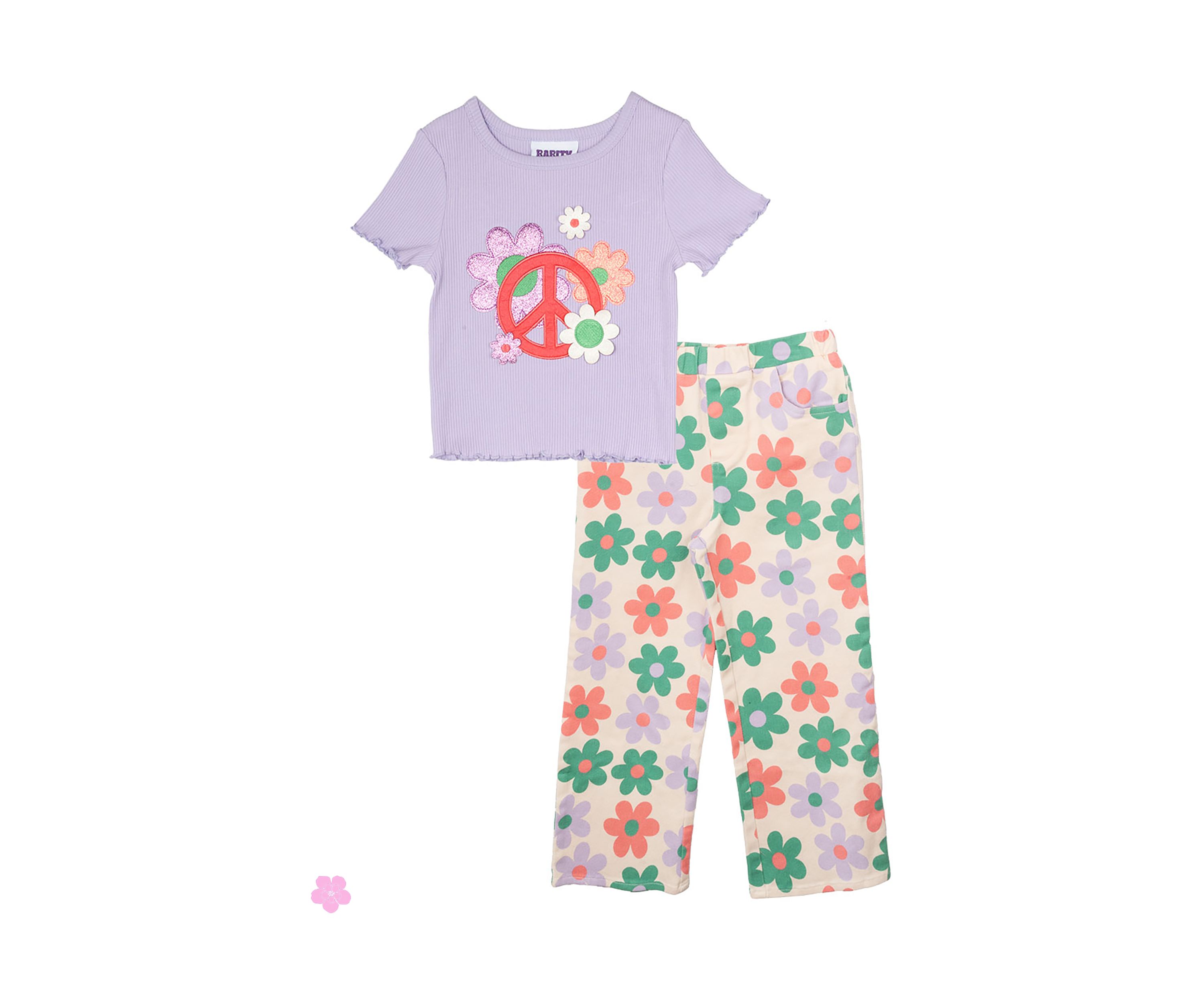 Toddler Girls Peace T-Shirt and Printed Twill Pants Set