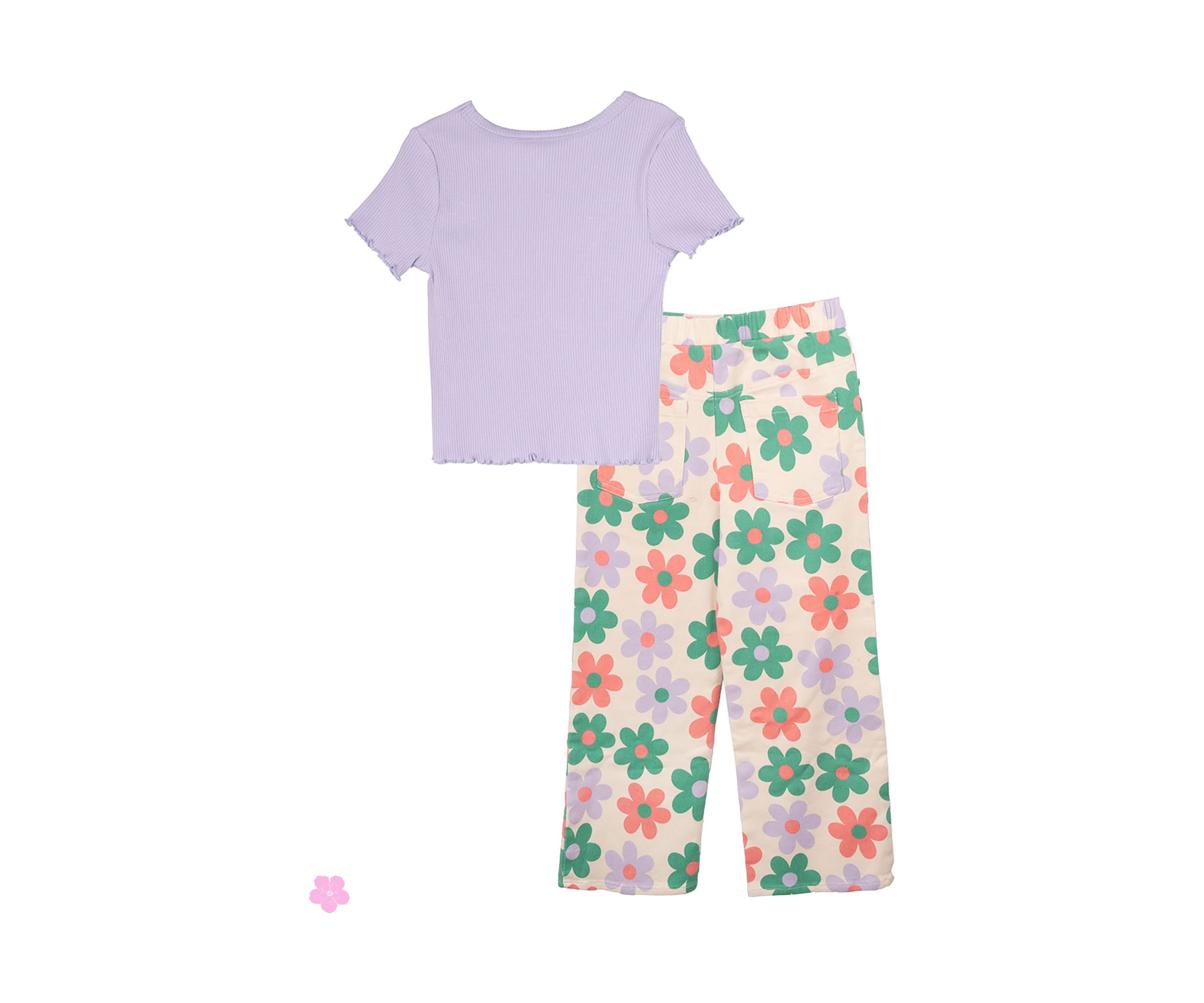 Toddler Girls Peace T-Shirt and Printed Twill Pants Set