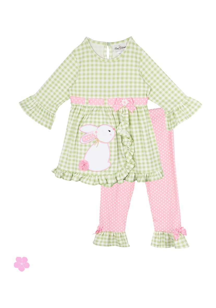 Toddler Girls Check Printed Knit Set