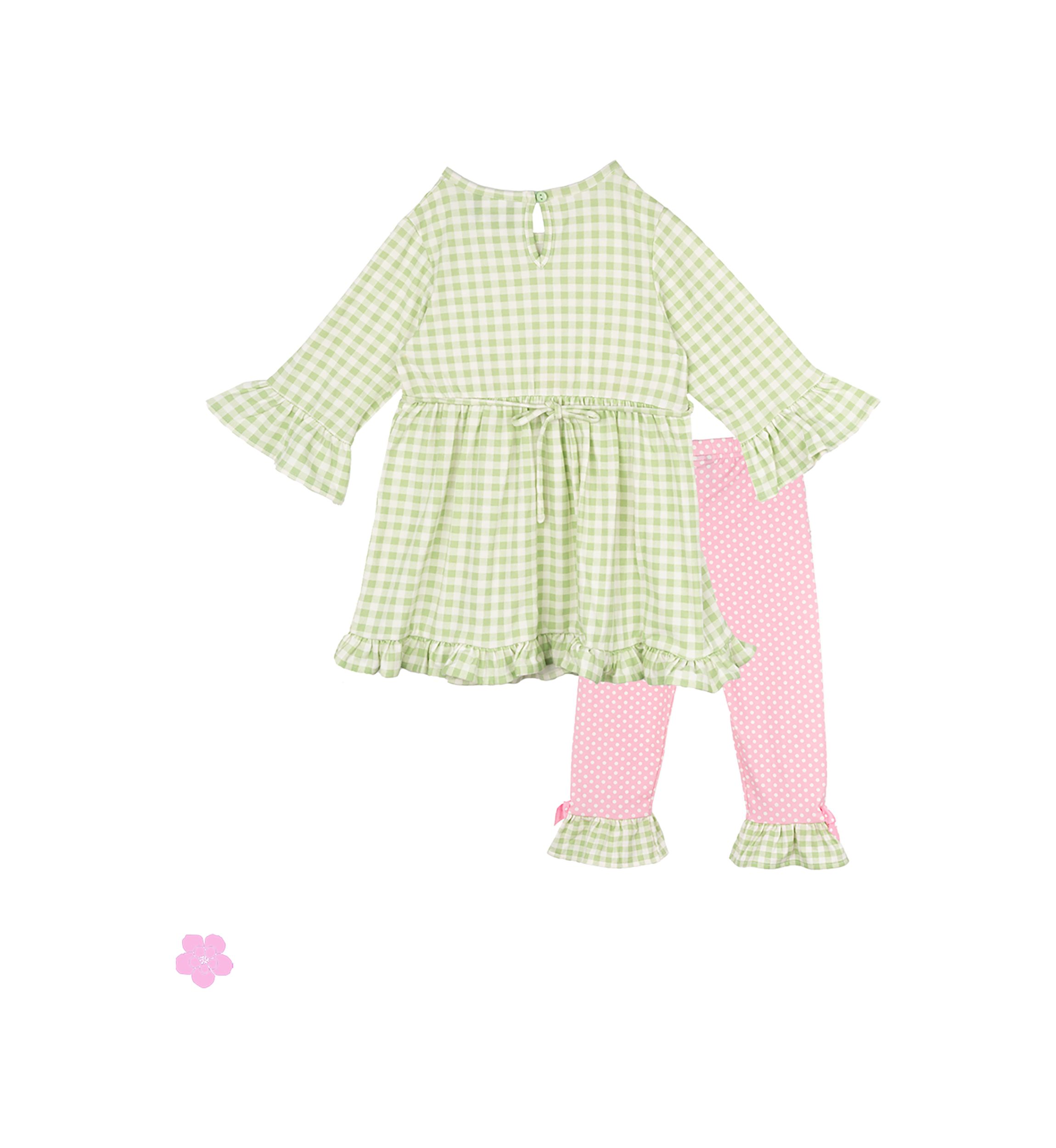 Toddler Girls Check Printed Knit Set