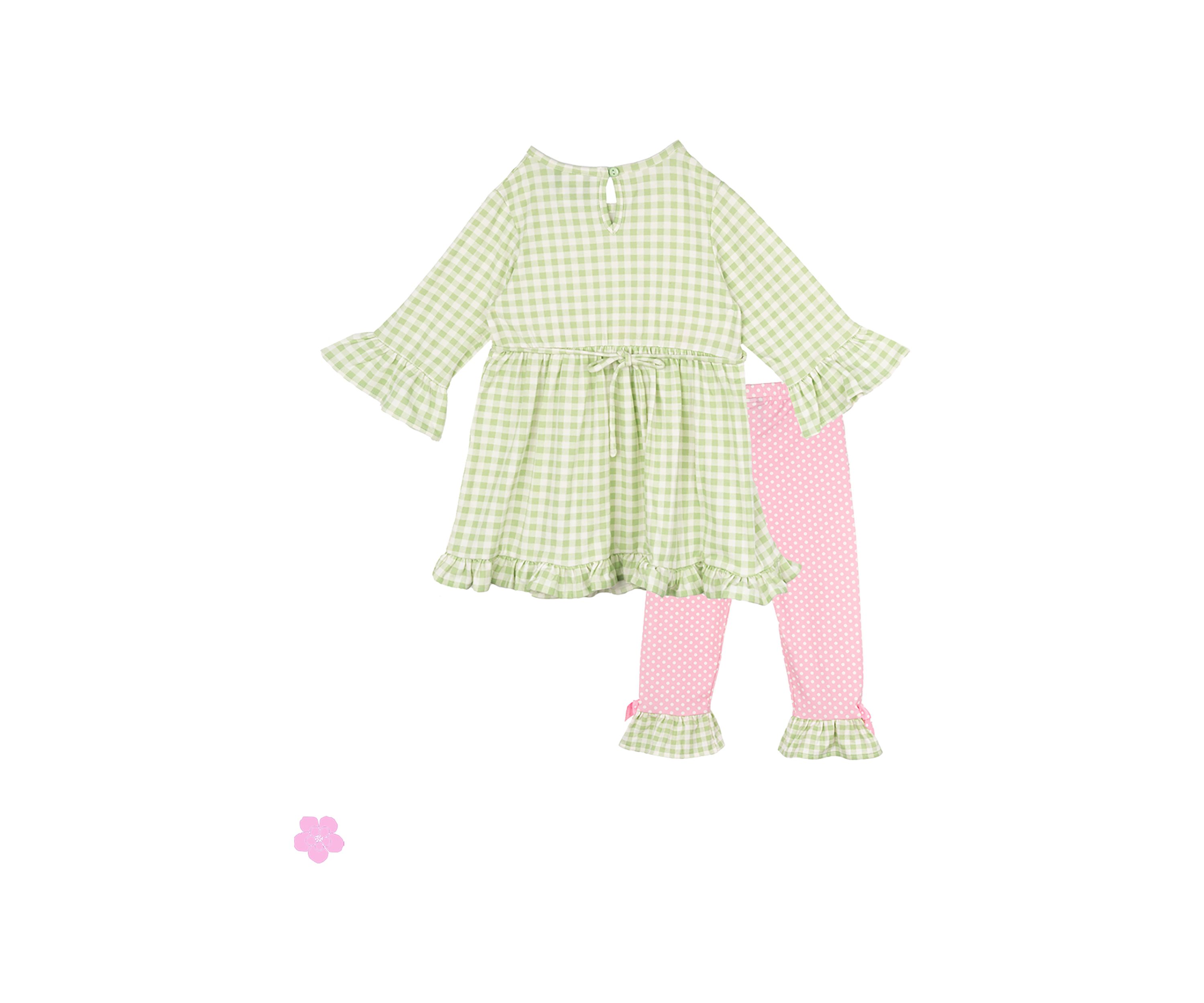 Toddler Girls Check Printed Knit Set