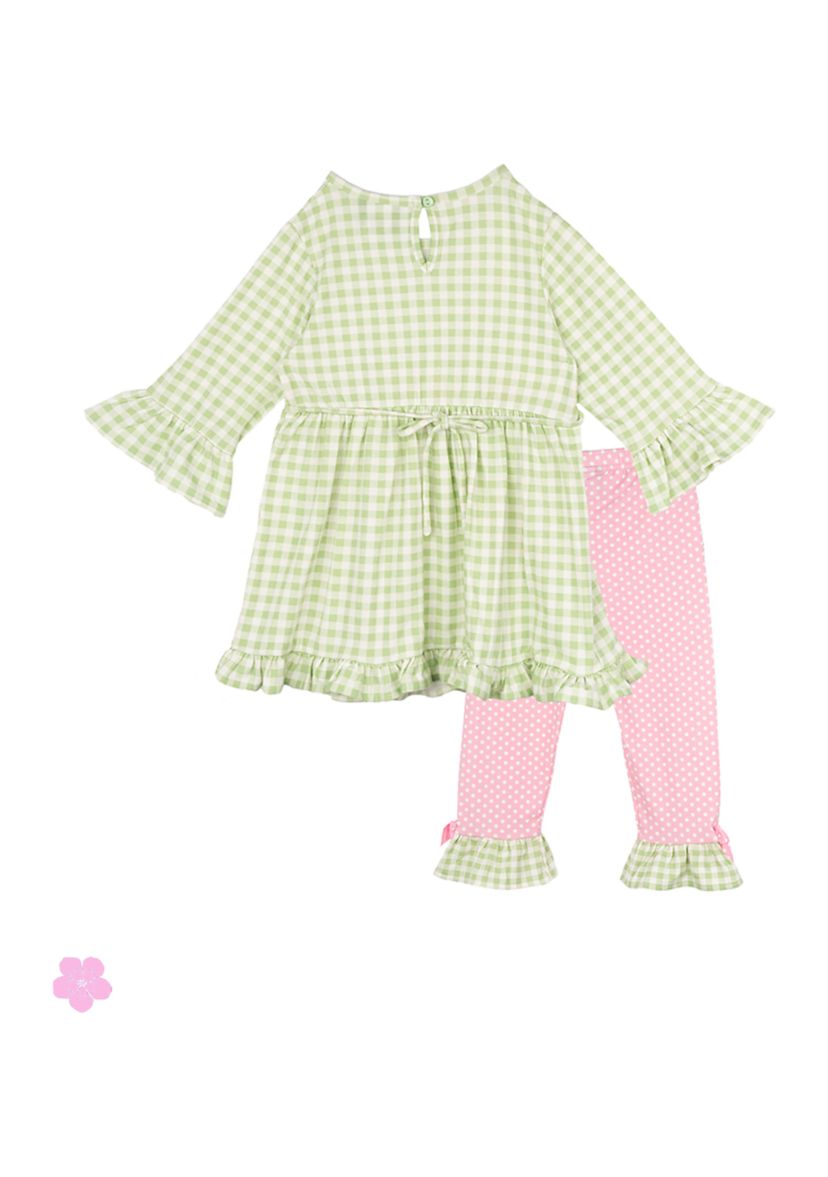 Toddler Girls Check Printed Knit Set