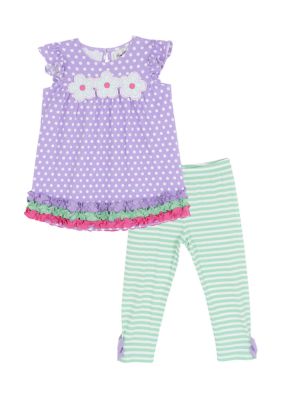 Rare Editions Toddler Girls Flower Striped Legging Set