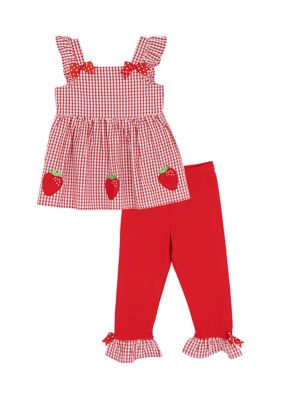 Rare Editions Toddler Girls Strawberry Seer Set, Red, 4T