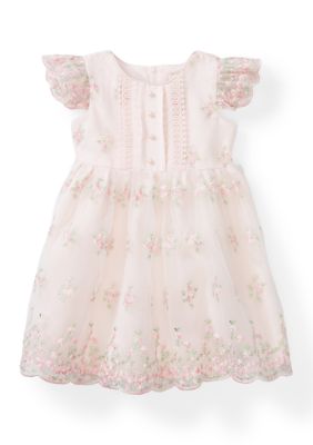Rare Editions Toddler Girls Floral Embroidery Dress, Pink, 3T
