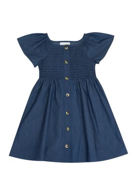 Rare Editions Toddler Girls Chambray Dress with Smocking | belk