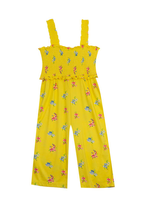 Rare Editions Toddler Girls Floral Printed Smocked Jumpsuit