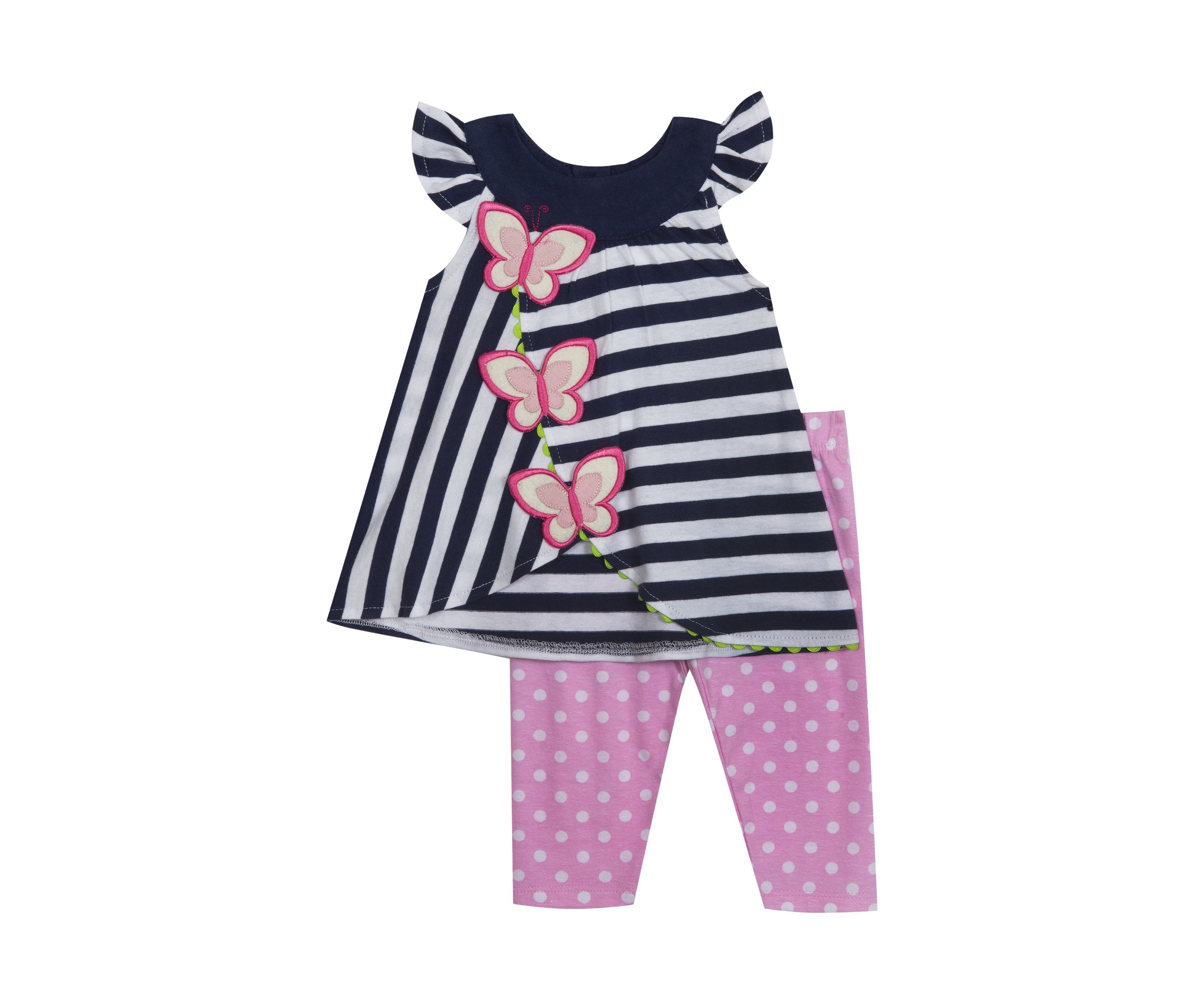 Toddler Girls Striped Butterfly Tunic and Leggings Set