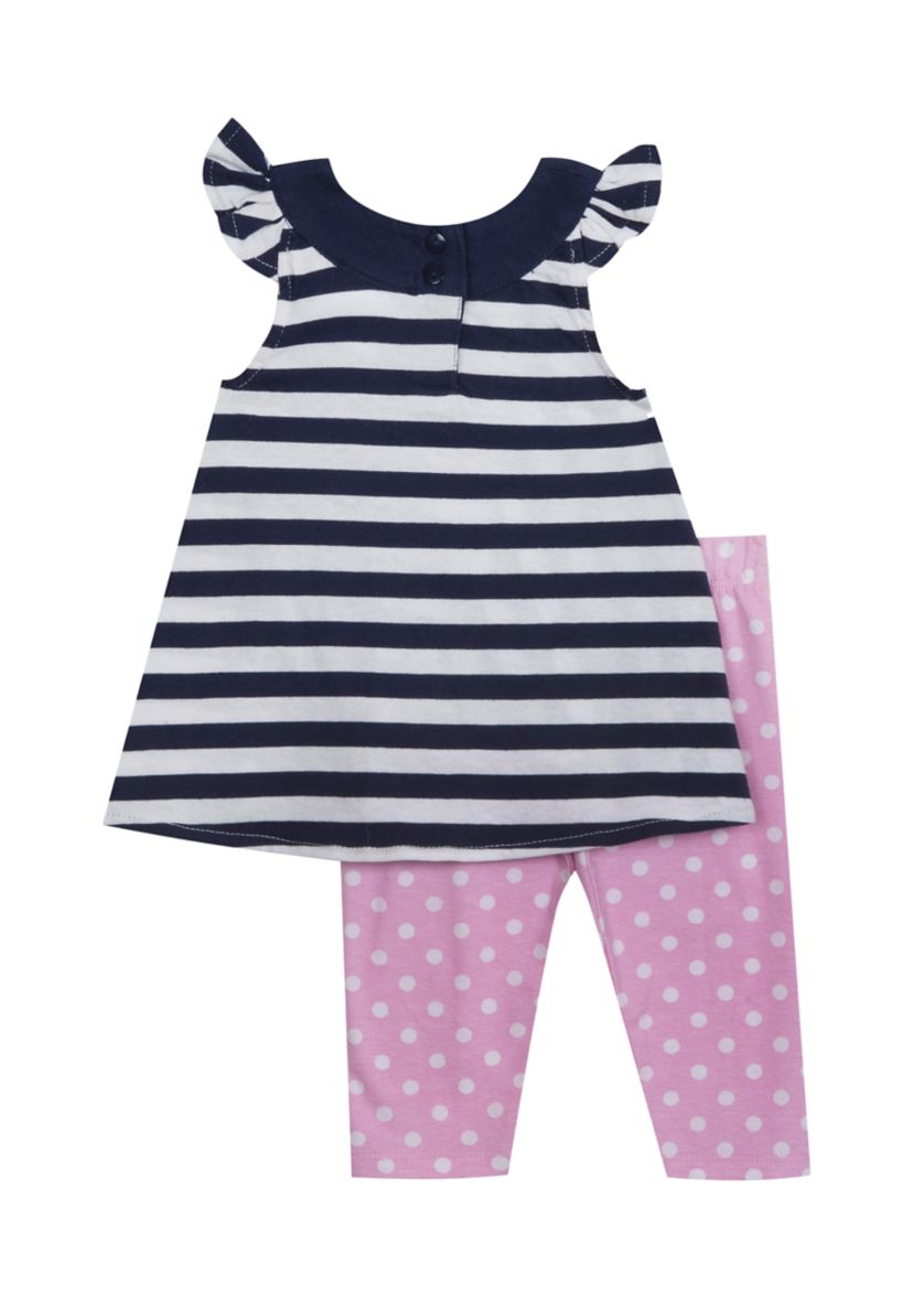 Toddler Girls Striped Butterfly Tunic and Leggings Set