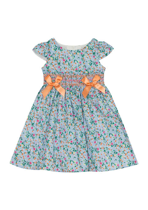 Rare Editions Toddler Girls Flutter Sleeve Floral Dress