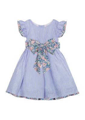 Rare Editions Baby Girls Seersucker Flutter Sleeve Dress with Floral ...