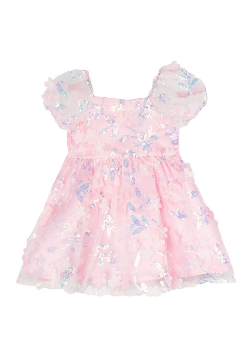 Baby Girls 3D Flower Sequin Dress