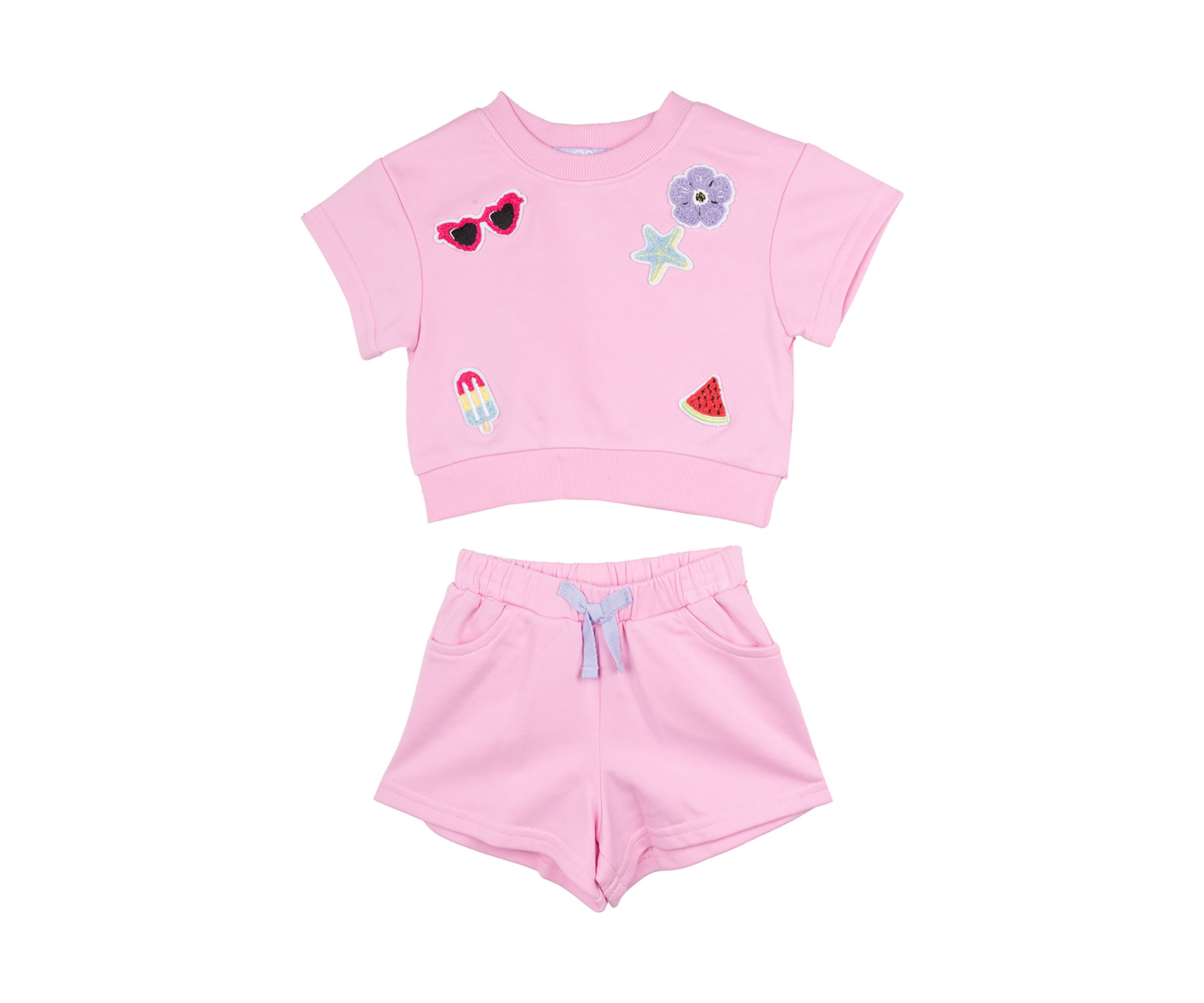 Baby Girls French Terry Appliqué Top and Shorts Set