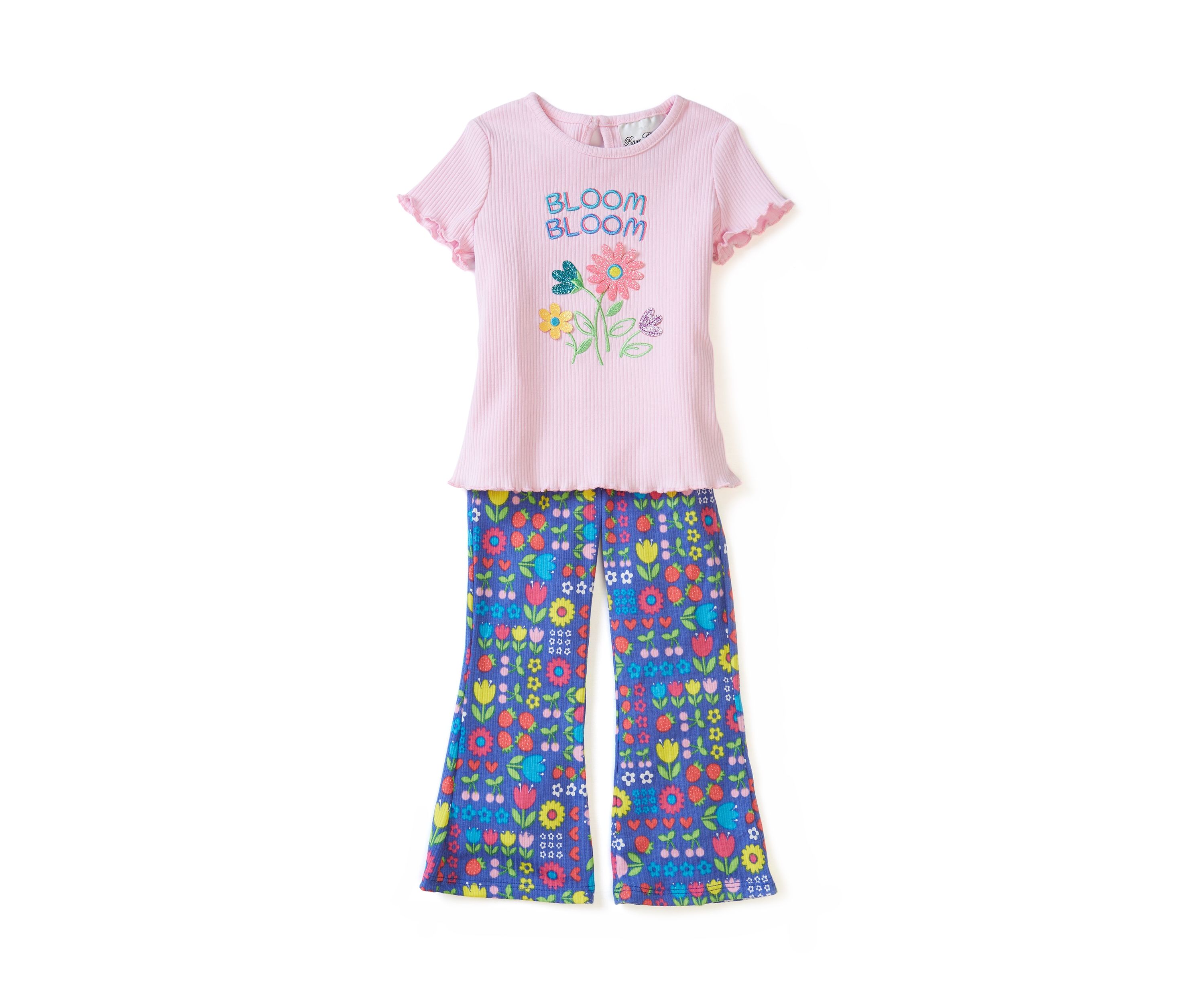 Baby Girls Bloom Graphic Top and Printed Pants Set