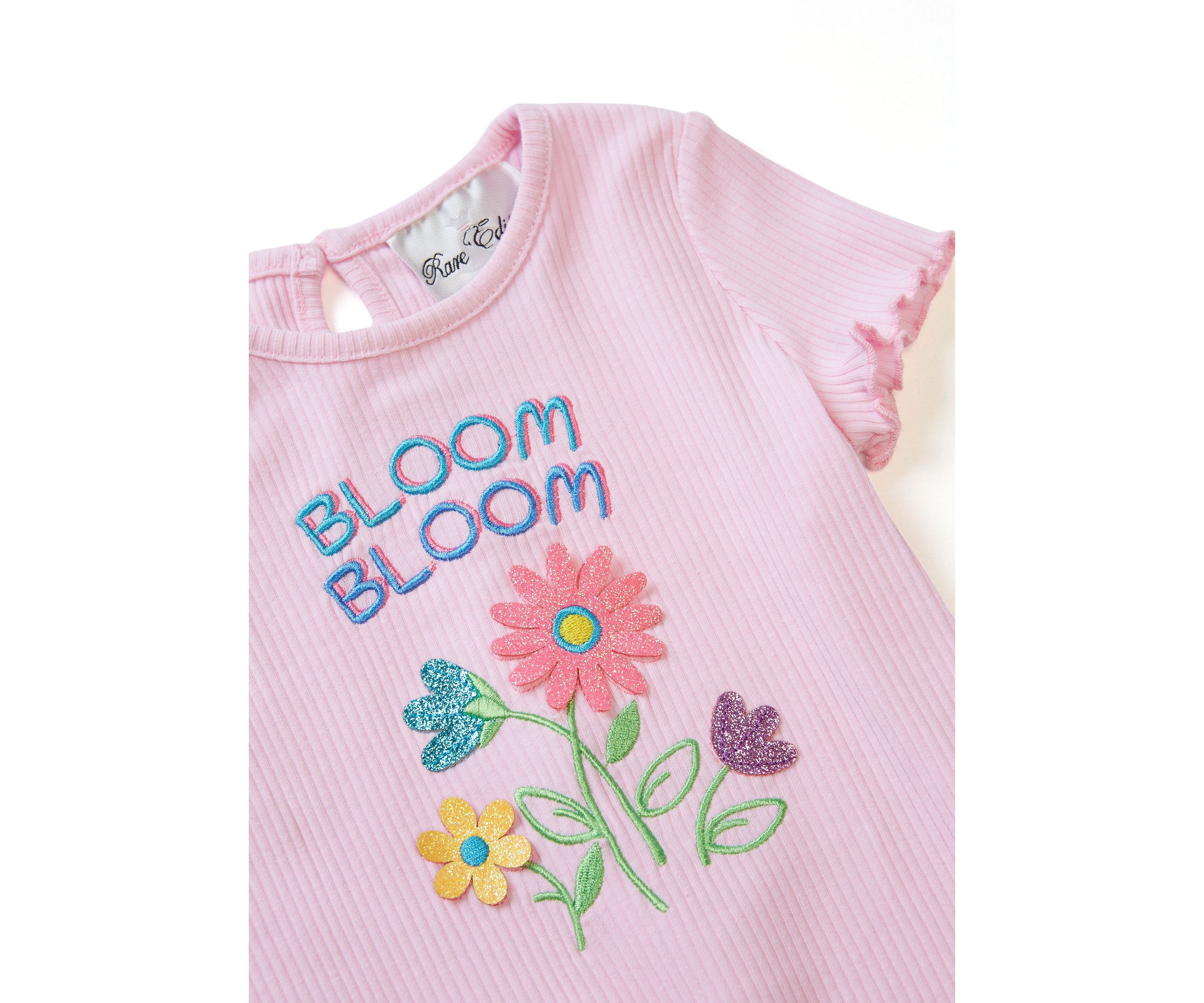 Baby Girls Bloom Graphic Top and Printed Pants Set