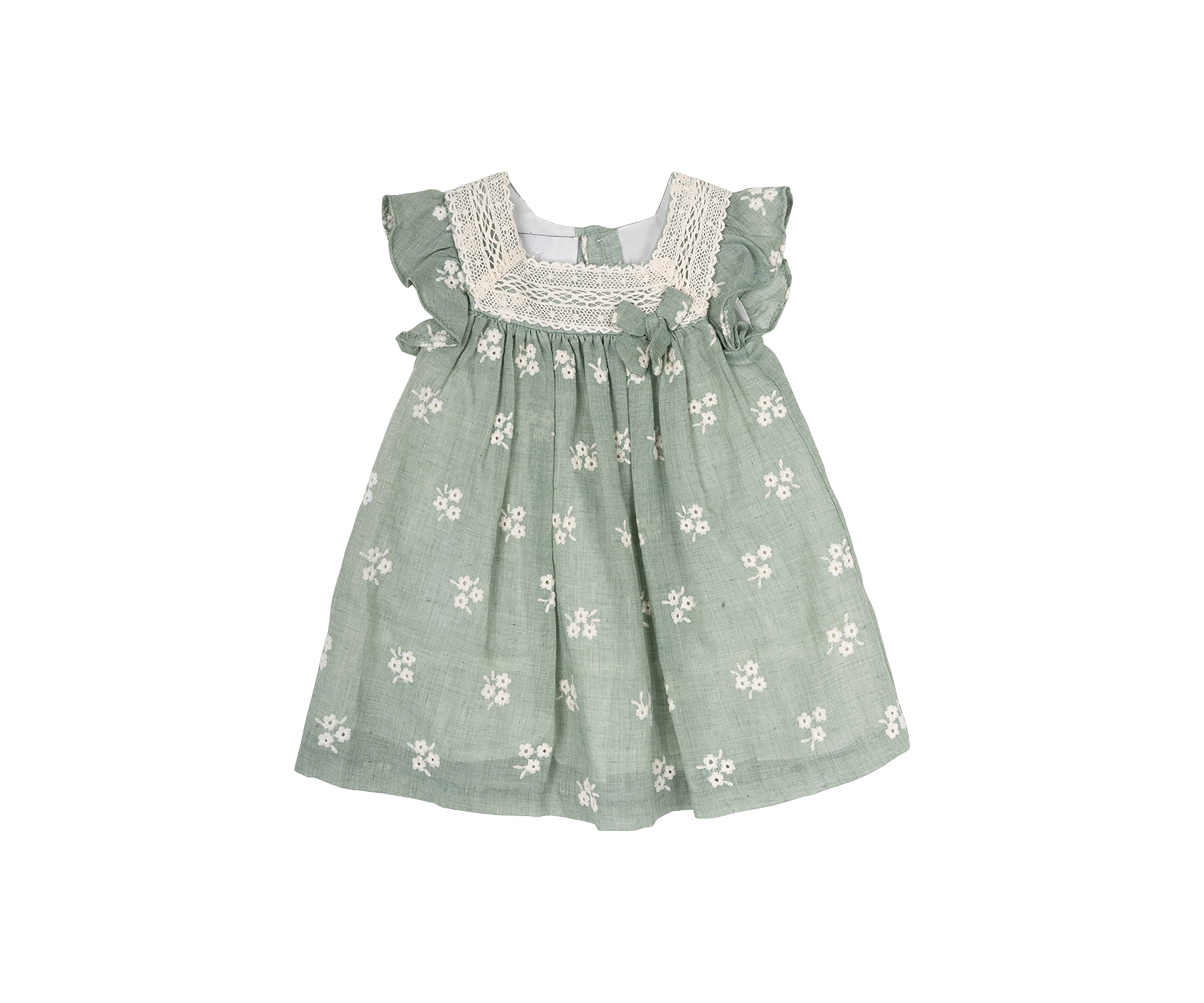 Baby Girls Cotton Eyelet Lace Trim Dress