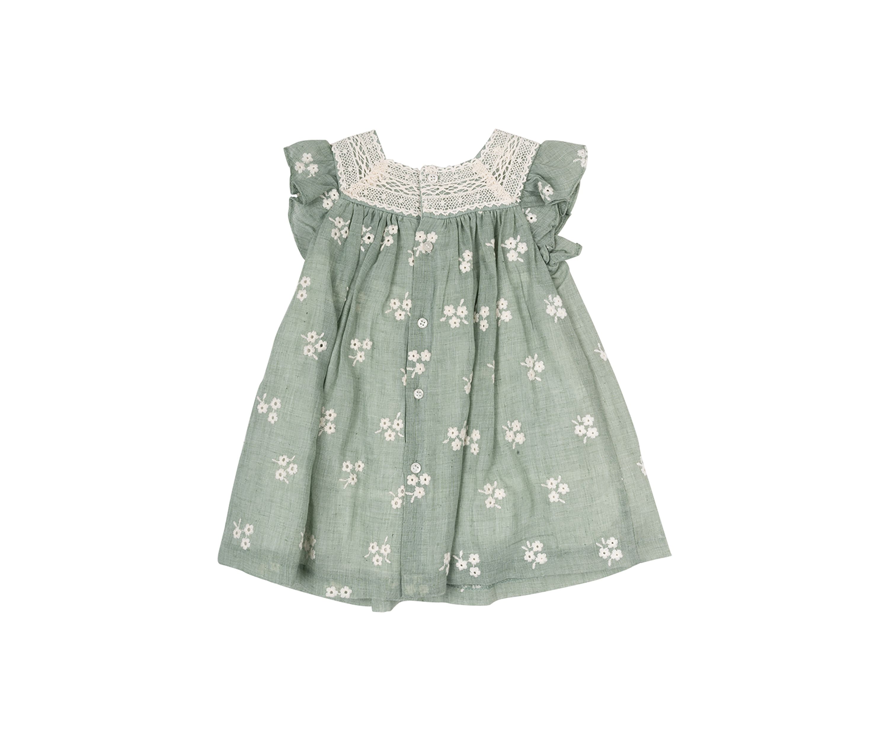 Baby Girls Cotton Eyelet Lace Trim Dress