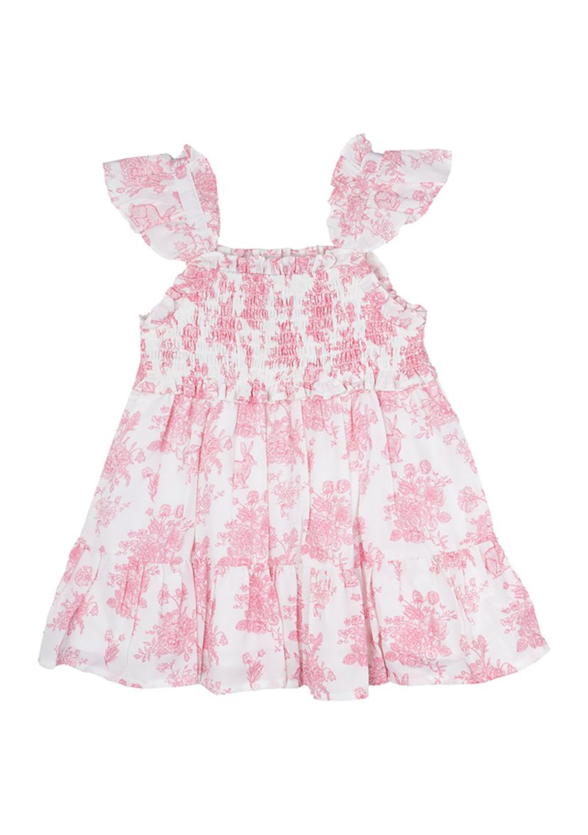 Baby Girls Smocked Printed Knit Cotton Dress