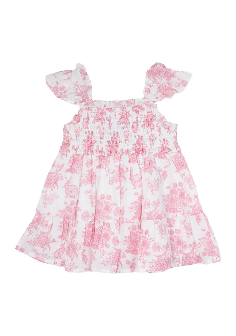 Baby Girls Smocked Printed Knit Cotton Dress