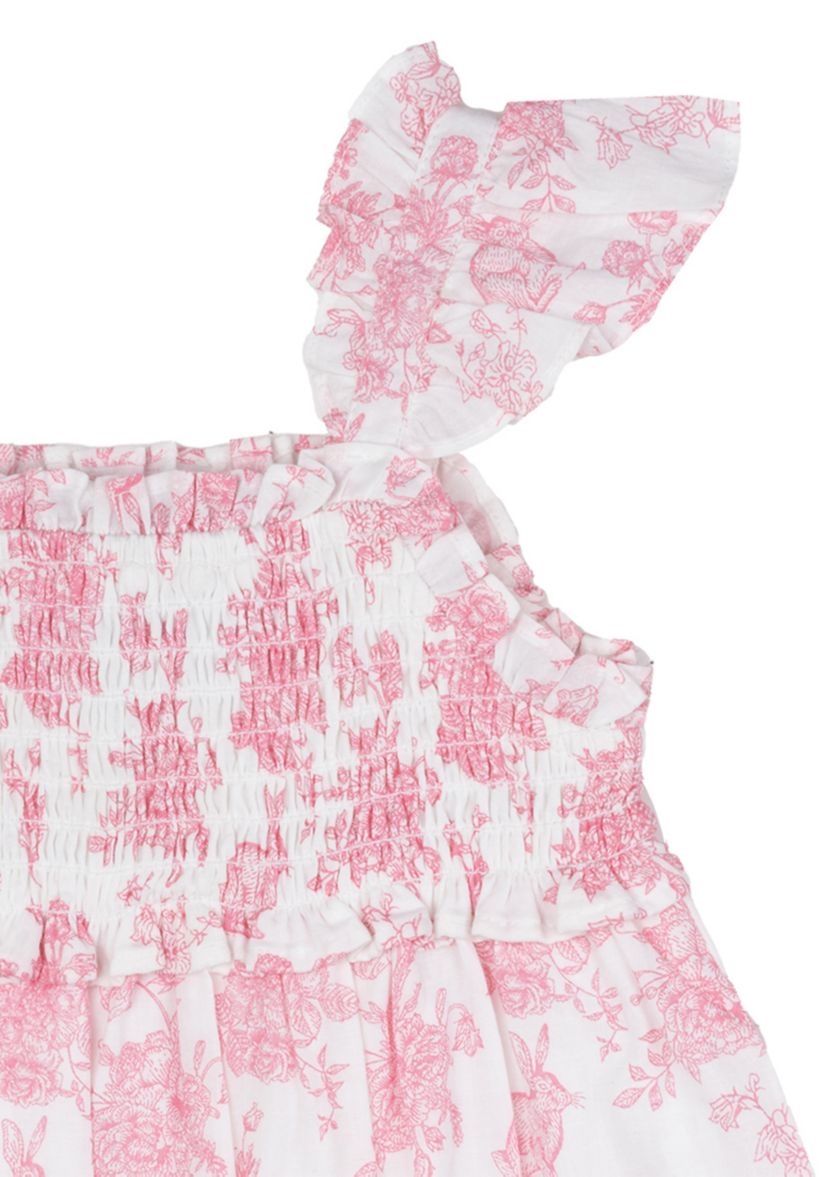 Baby Girls Smocked Printed Knit Cotton Dress