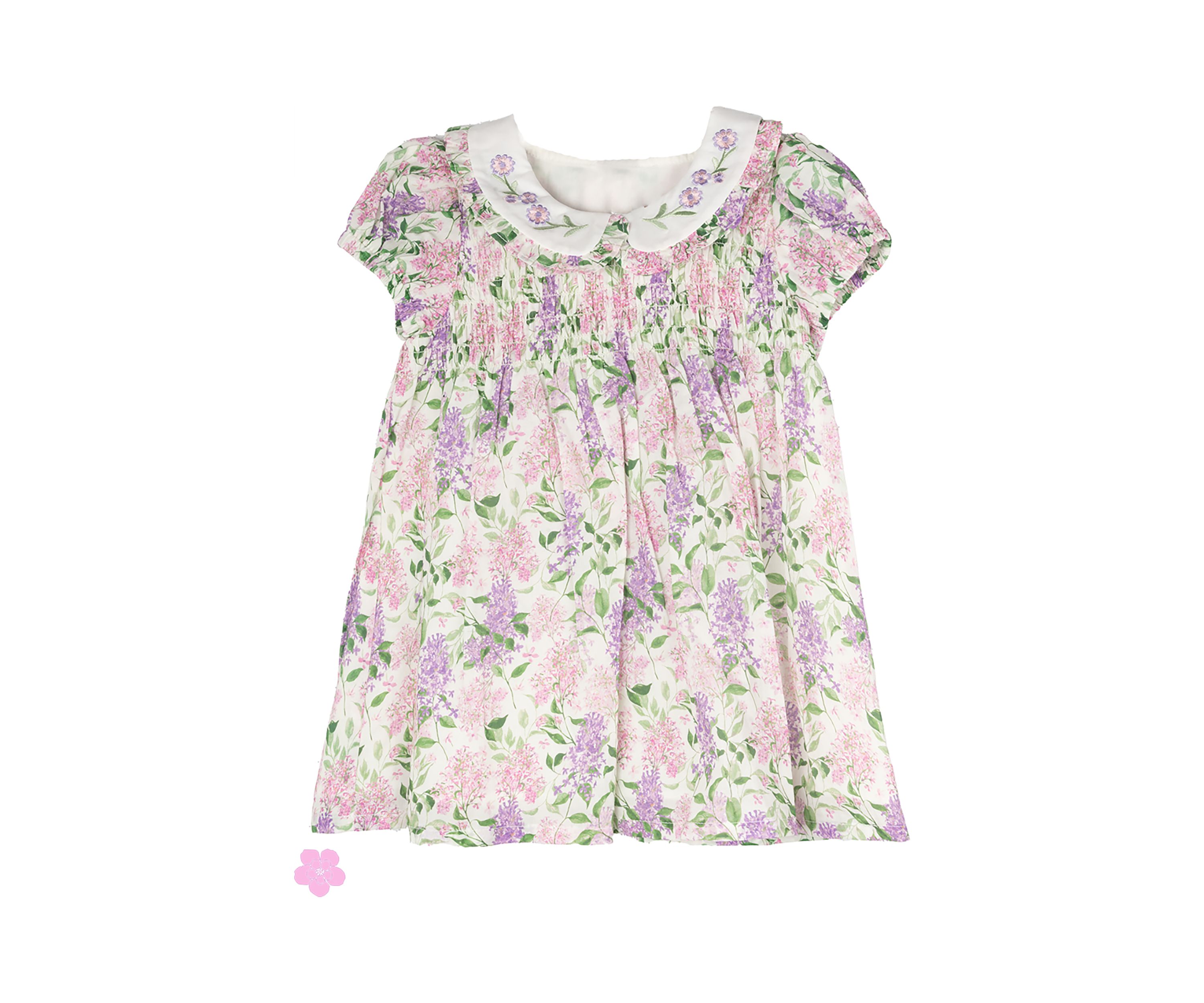 Baby Girls Printed Dress with Peter Pan Collar