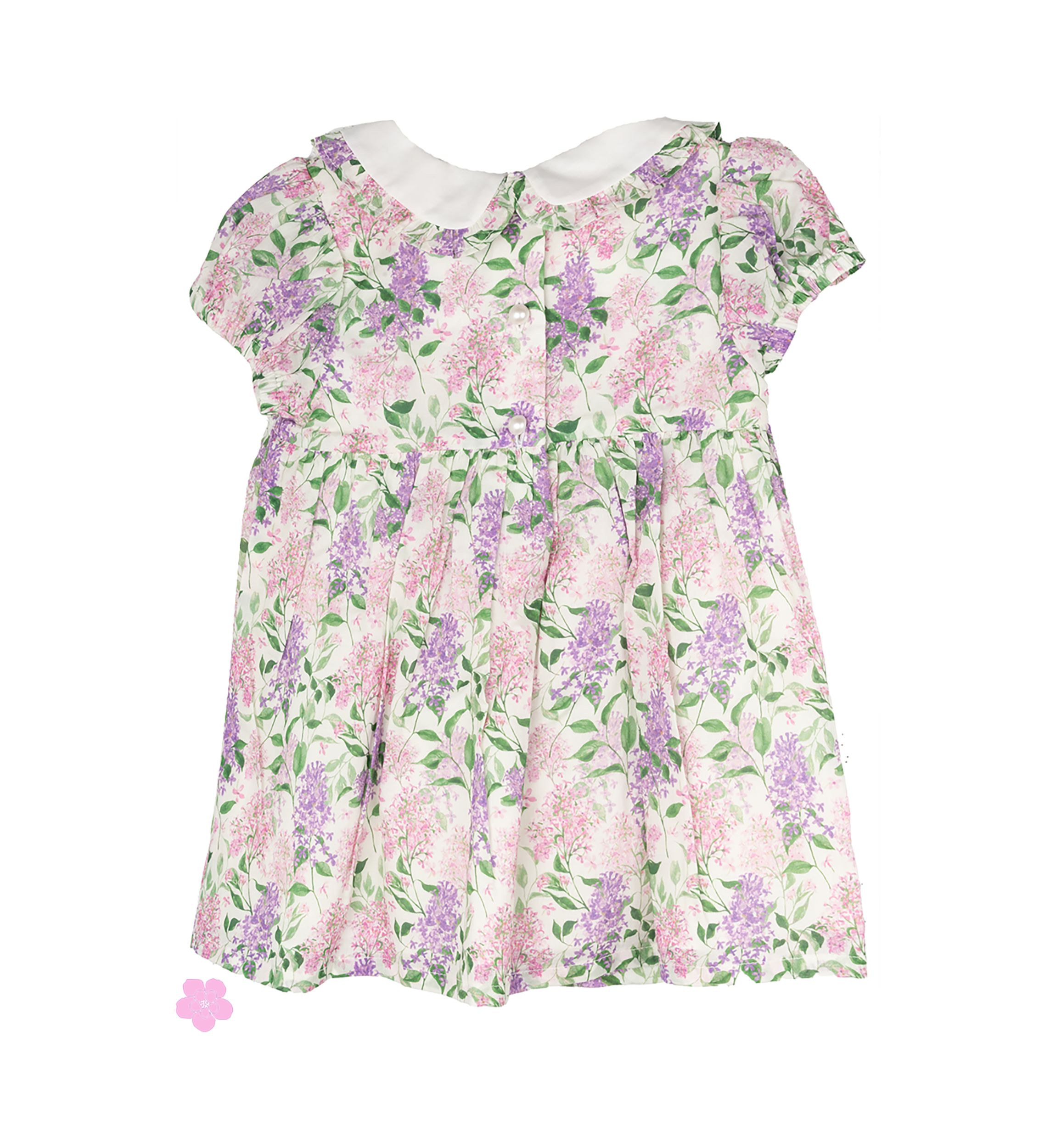 Baby Girls Printed Dress with Peter Pan Collar
