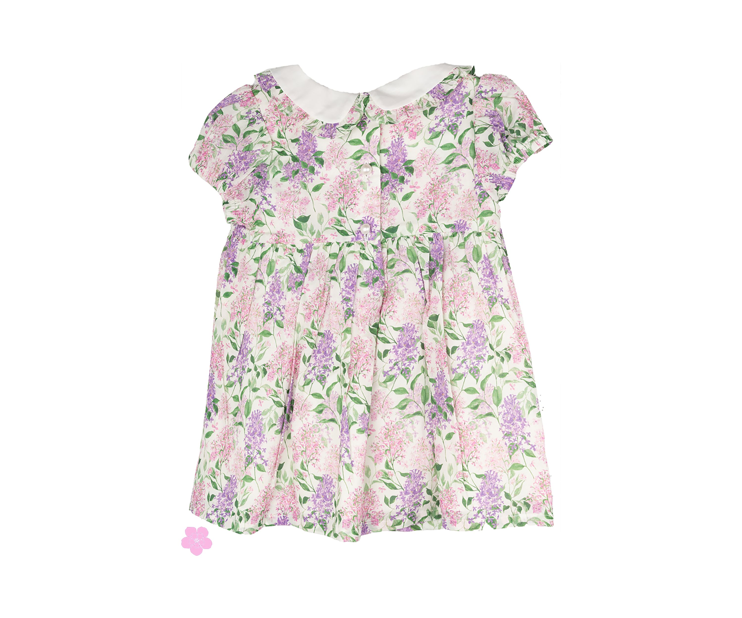Baby Girls Printed Dress with Peter Pan Collar