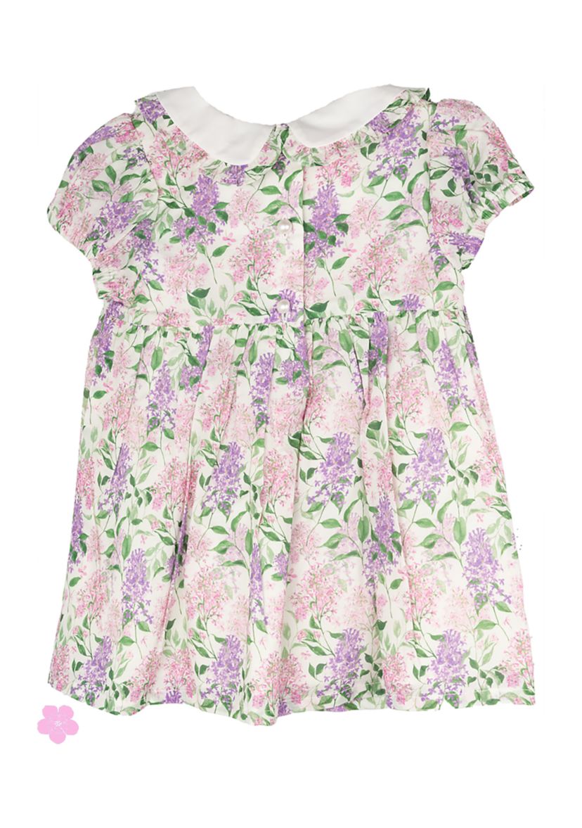 Baby Girls Printed Dress with Peter Pan Collar