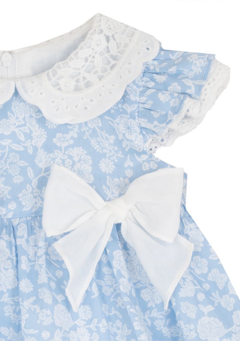 china blue dress Girls Light Blue Floral Hand-smocked Carolina Dress, 0-3 Months by Little Andes