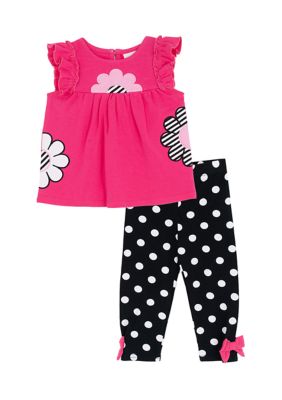 Rare Editions Baby Girls Flower Legging Set, Pink, 12 Months