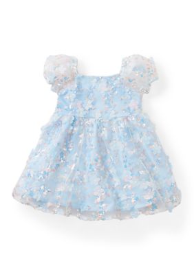 Rare Editions Baby Girls Flower Dress, Blue, 3 - 6 Months