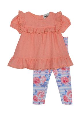 Baby Girls Eyelet Top and Floral Legging Set