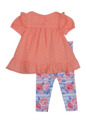 Baby Girls Eyelet Top and Floral Legging Set