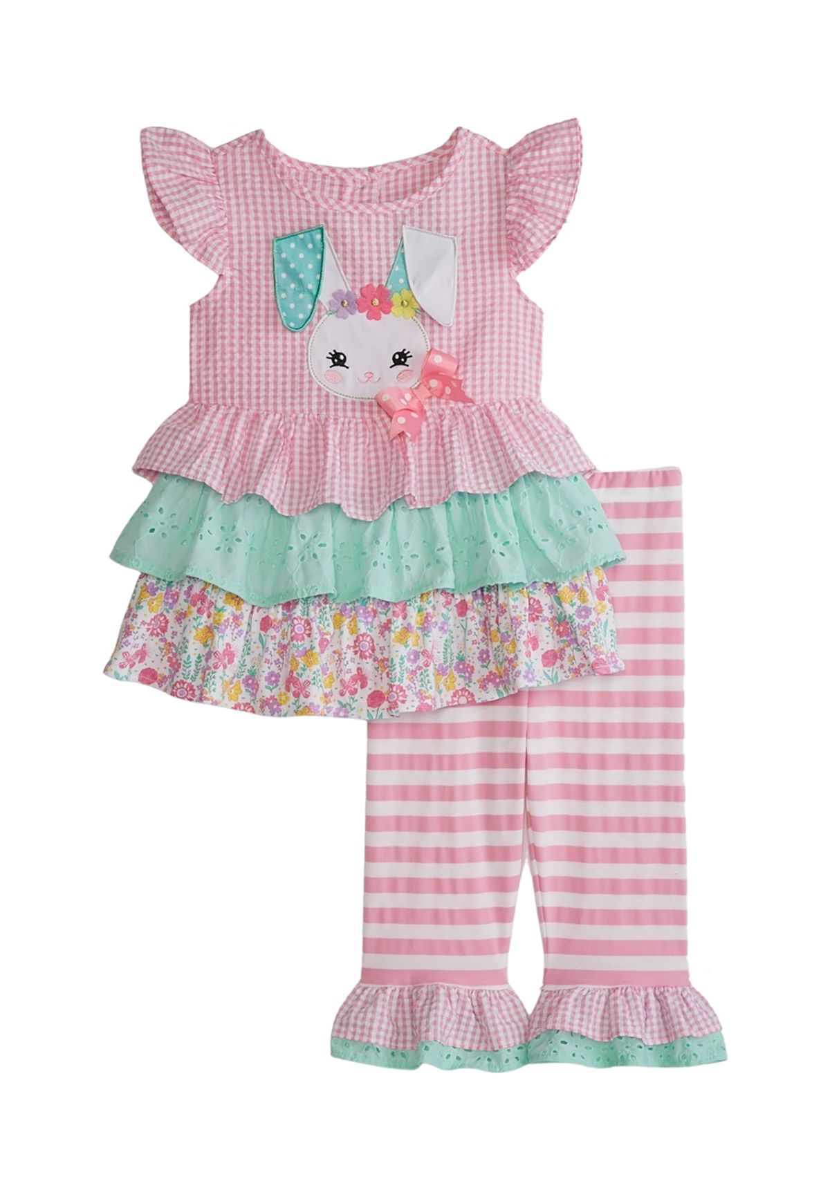 Baby Girls Short Sleeve Ruffle Bunny Tier Set