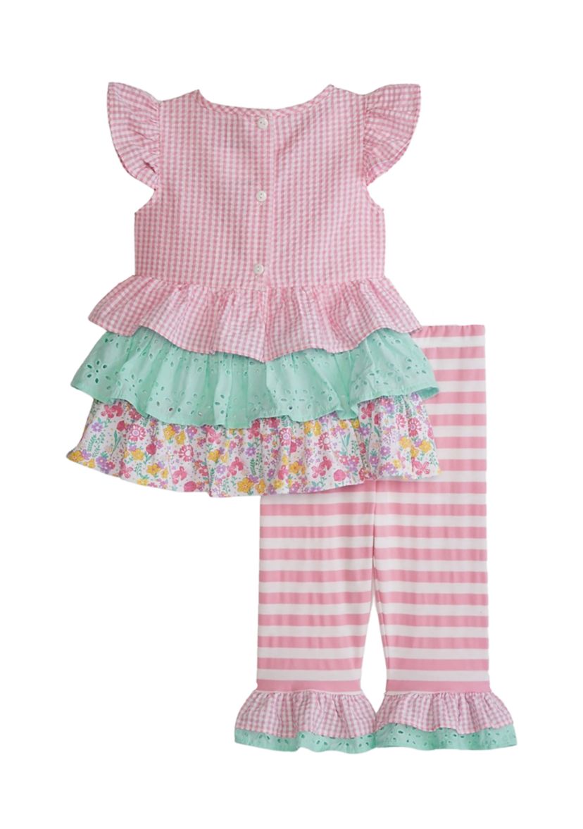 Baby Girls Short Sleeve Ruffle Bunny Tier Set