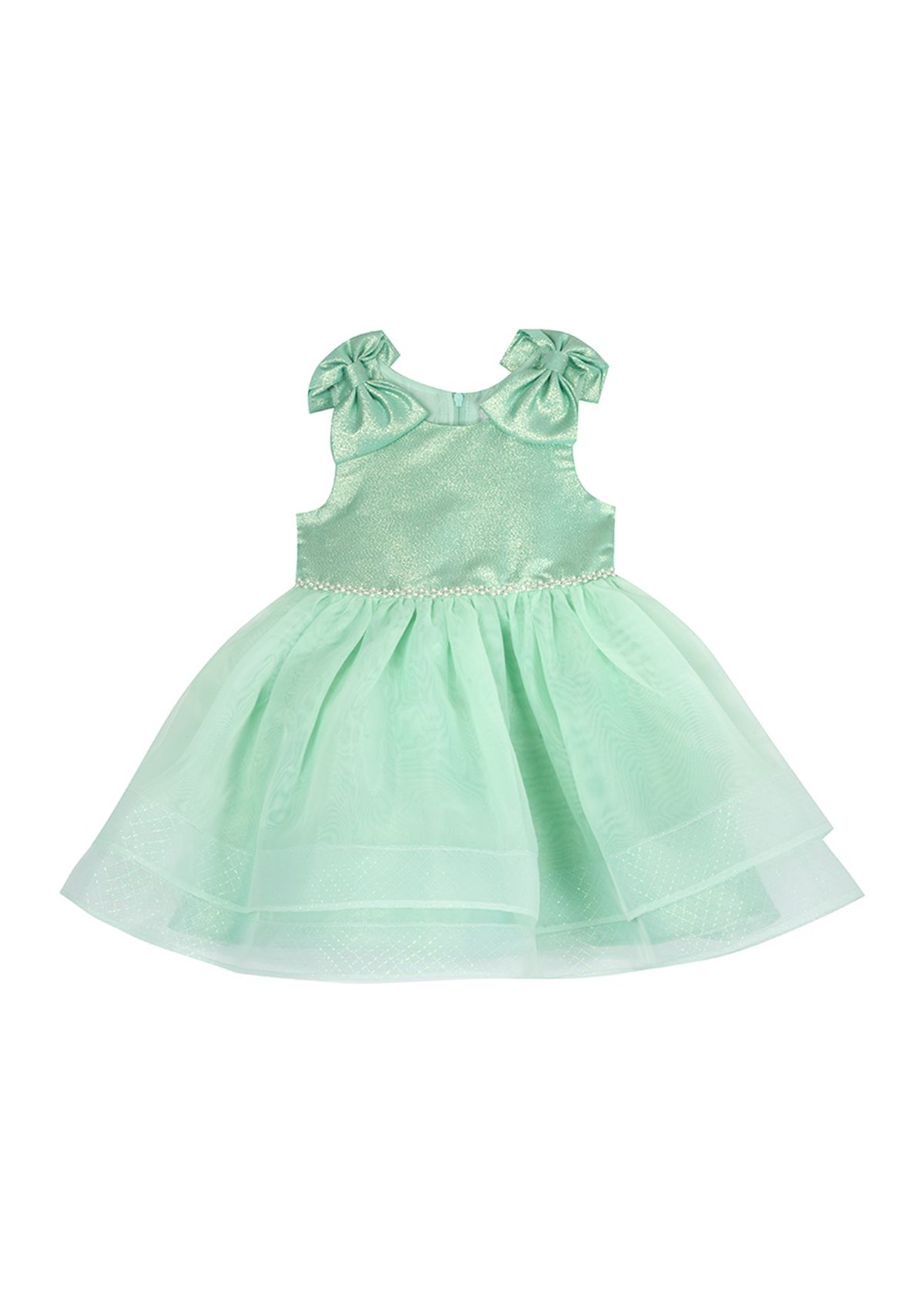 Baby Girls Sleeveless Bow Two Tiered Organza Dress