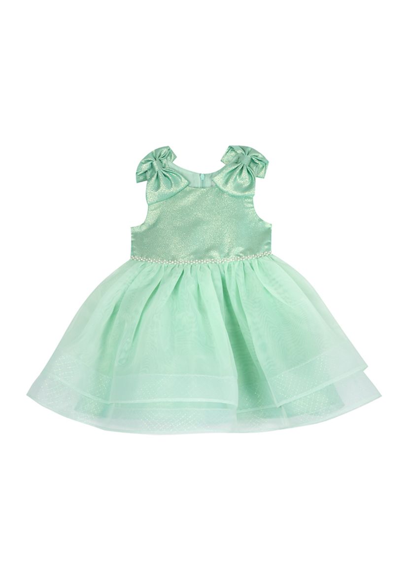 Baby Girls Sleeveless Bow Two Tiered Organza Dress