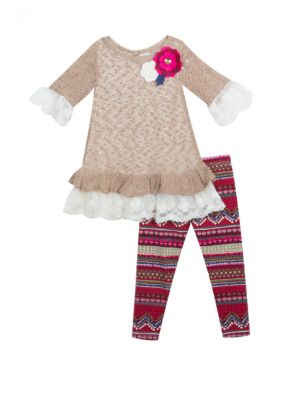 Rare Editions Baby Girls Lace Top and Pants Set belk