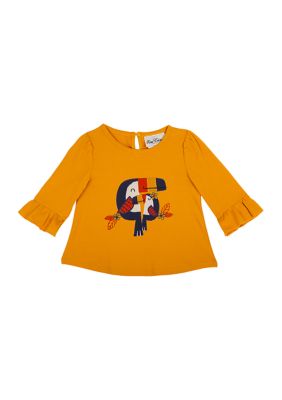 Rare Editions Toddler Girls 3/4 Ruffle Sleeve Toucan Top