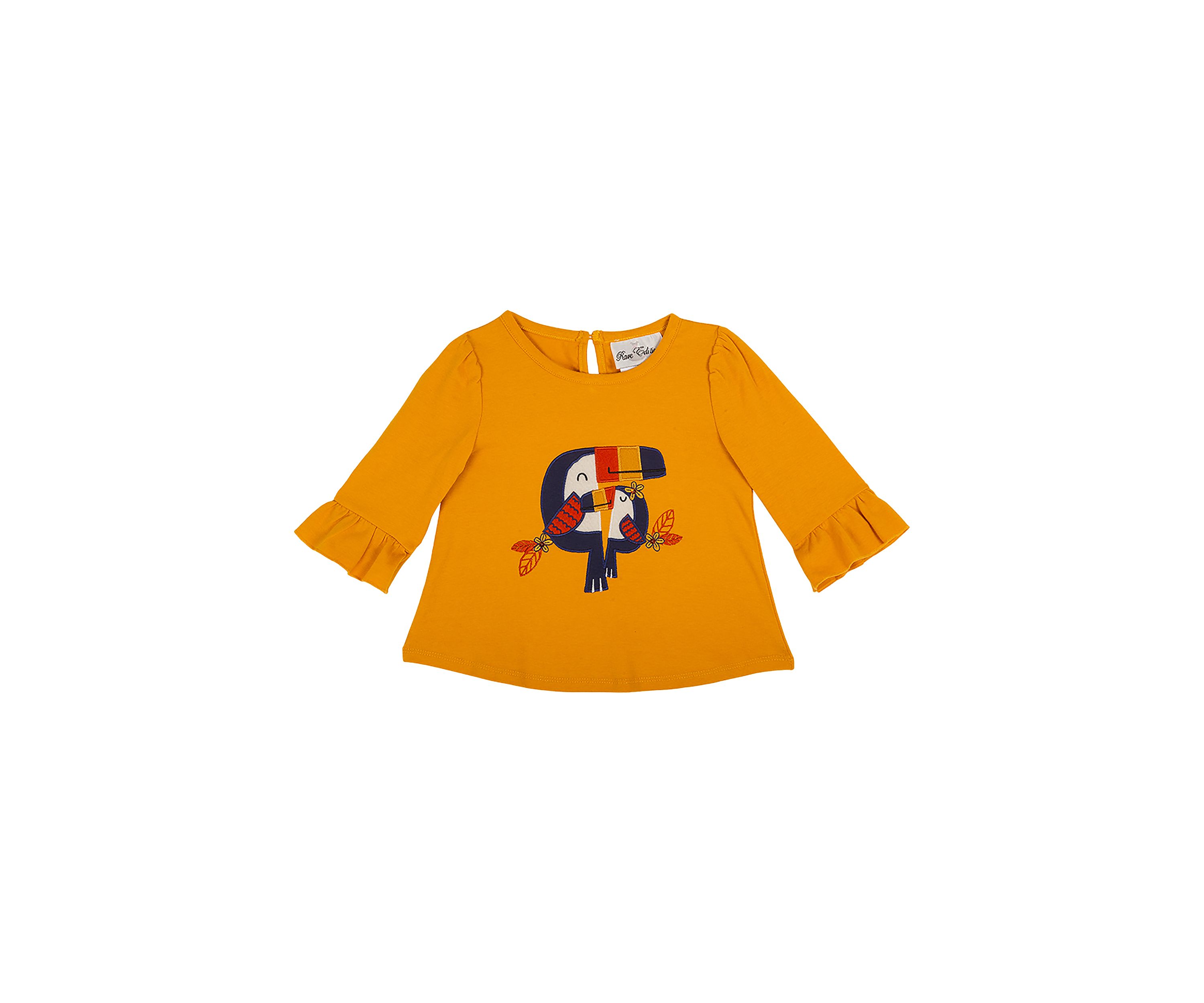 Toddler Girls 3/4 Ruffle Sleeve Toucan Top 