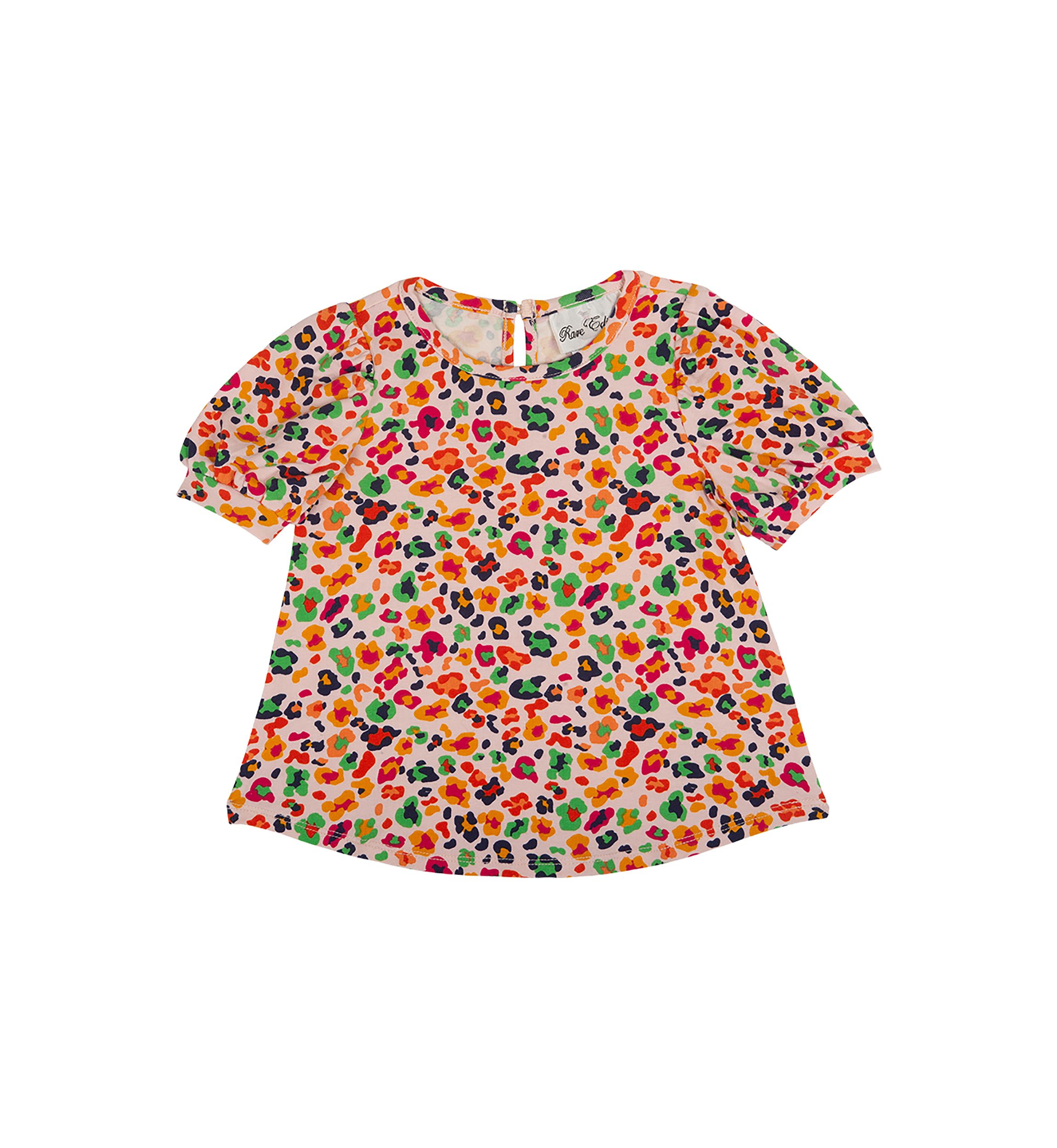 Toddler Girls Short Sleeve Leopard Print Top
