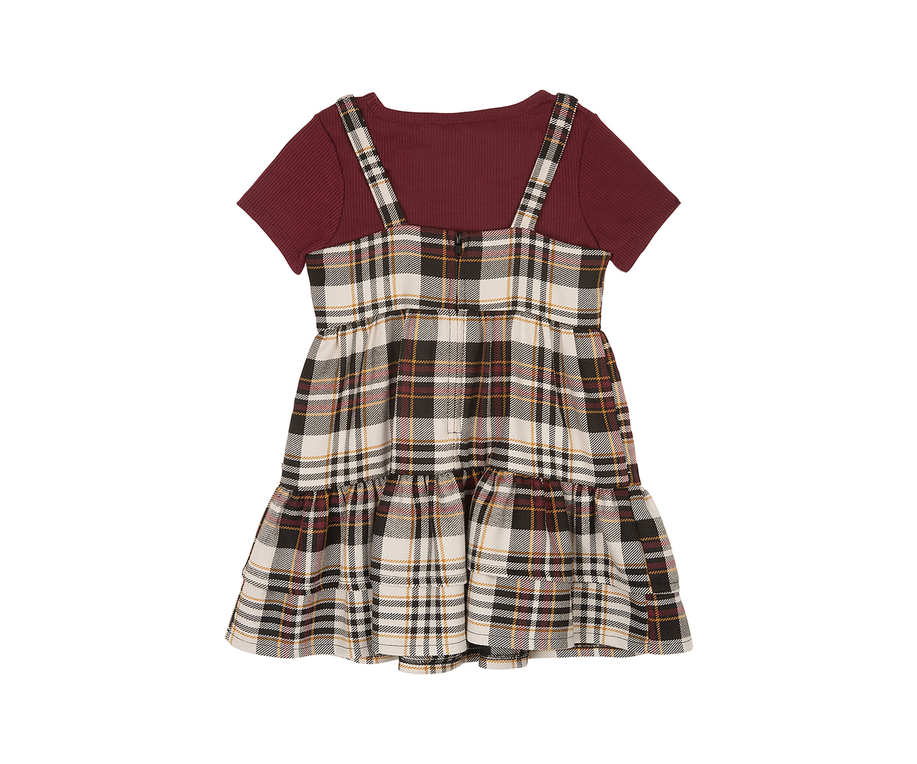 Toddler Girls Plaid Jumper with T-Shirt