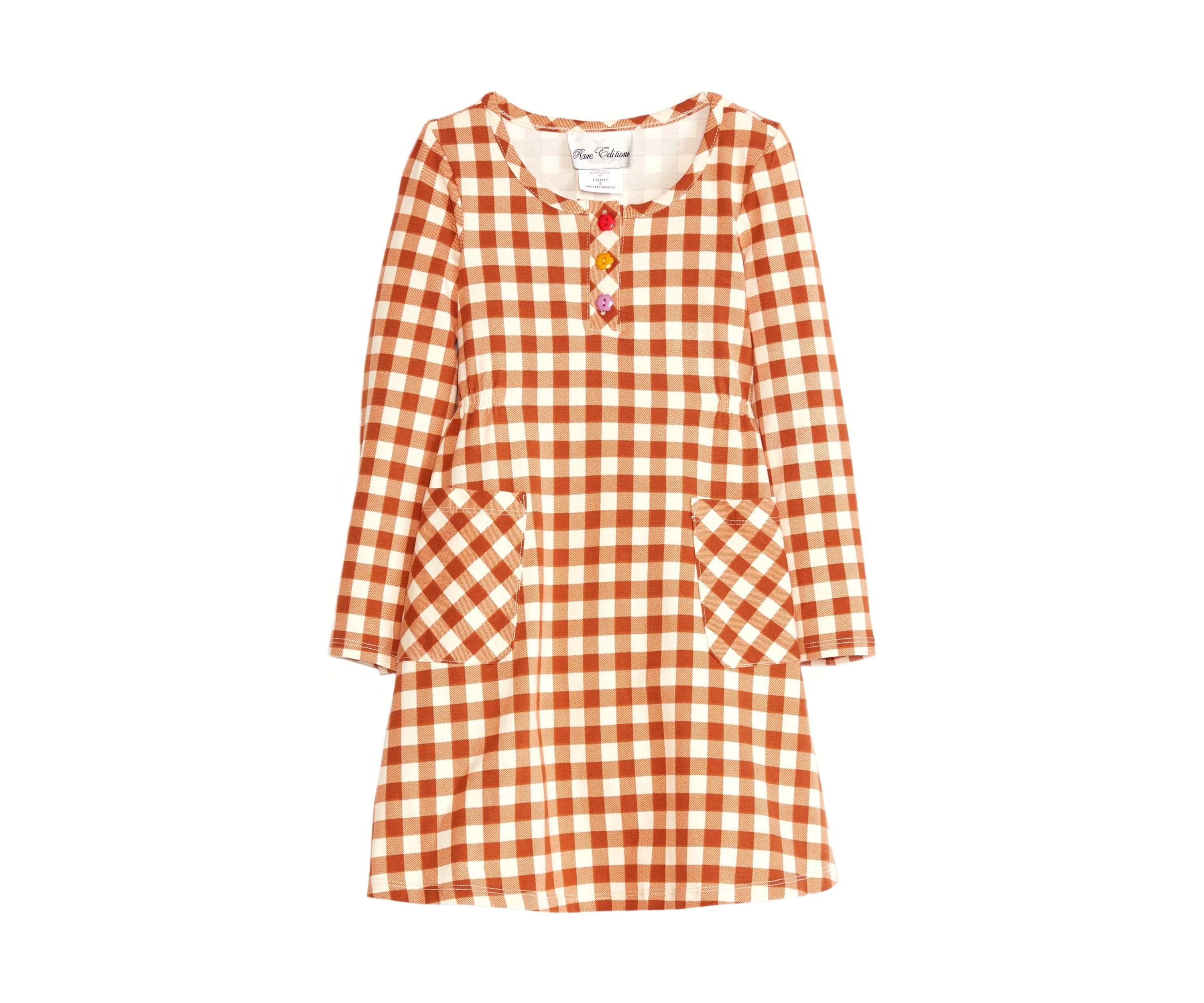 Toddler Girls Long Sleeve Gingham Dress