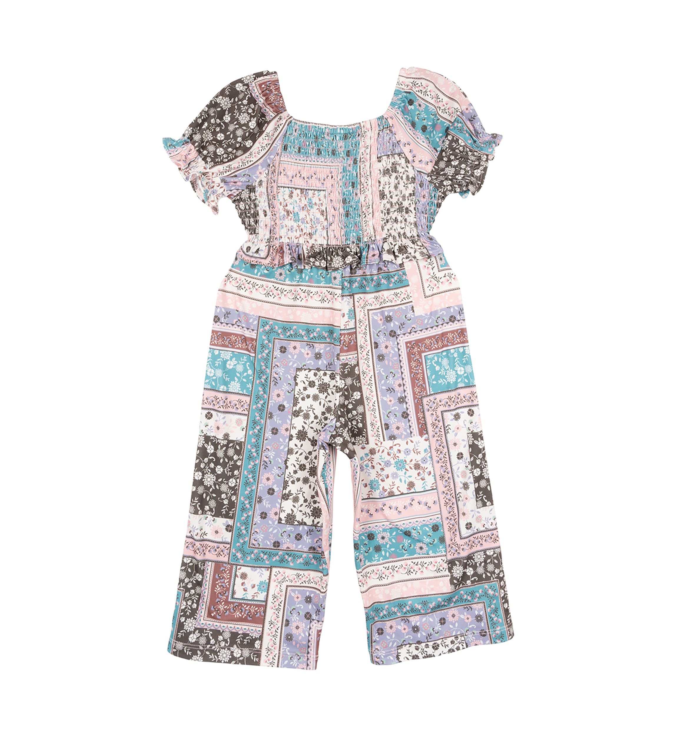 Toddler Girls Patchwork Printed Jumpsuit