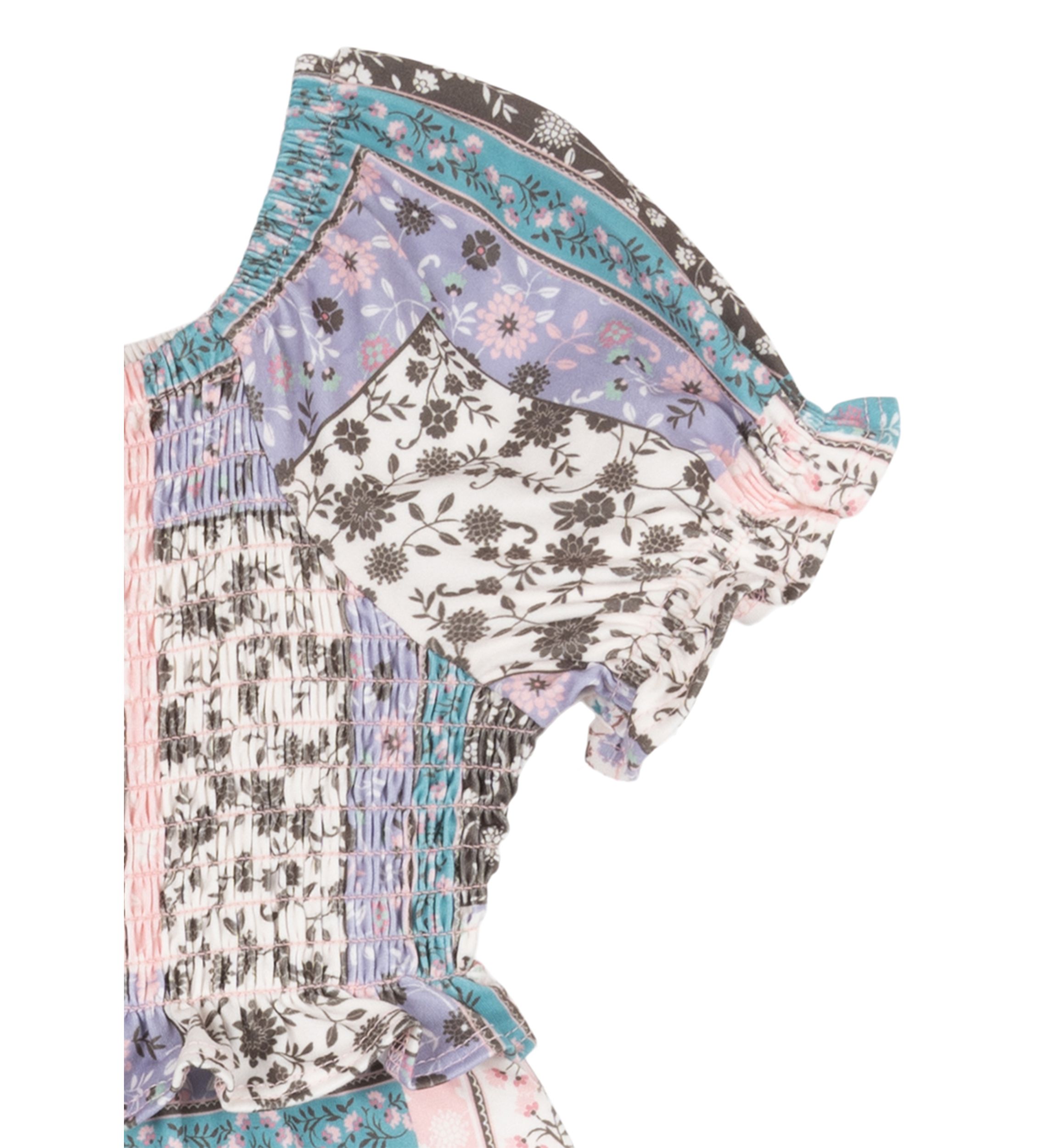 Toddler Girls Patchwork Printed Jumpsuit