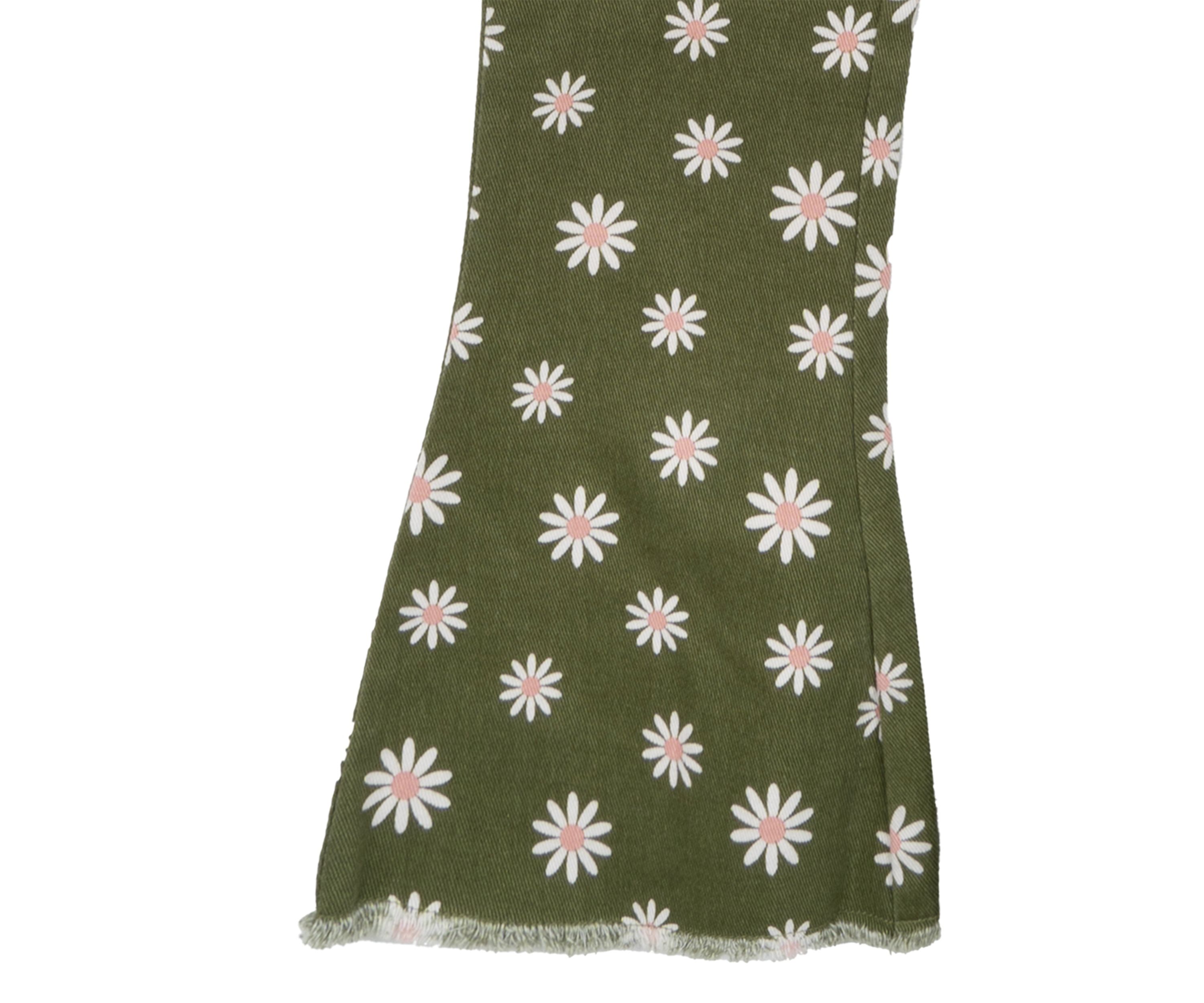 Toddler Girls Square Neck Top and Floral Printed Pants Set